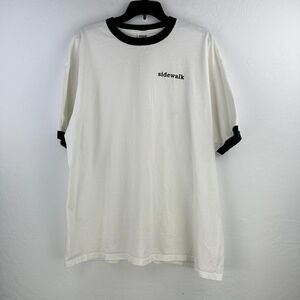Vtg Anvil Tshirt‎ Mens 2X White Blue  Sidewalk Logo Running Man Ringer Tee 90s